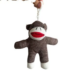 Dan Dee Sock Monkey Plush Keychain Brown Knit Backpack Clip Small Stuffed Toy